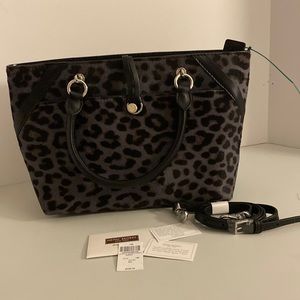 Henri Bendel Lafayette Leopard Print Satchel Calf Hair NWT